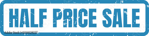 Foto Graphic blue rubber stamp icon displaying half price sale text for commercial re