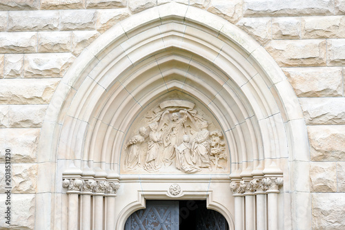 Fragment of facade of 17th century Moszna Castle in Poland