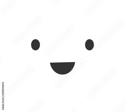 Smile face isolated on white background, cute kawaii style. Vector illustration design element.