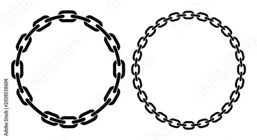 chain link circles in silhouette circle black white background vector graphic design border frame pattern ornament