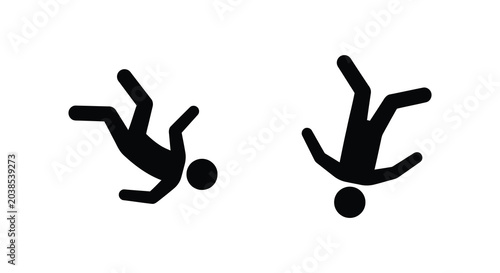 Tableau sur toile falling person silhouette on white background black figure human motion action d