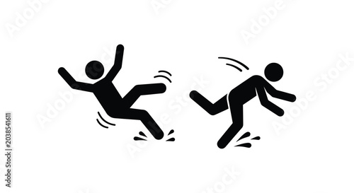 Cuadro en lienzo two people falling silhouette black white icon figure human motion accident dang