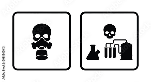 Cuadro en lienzo toxic danger signs with chemical exposure and hazardous substances silhouette ga