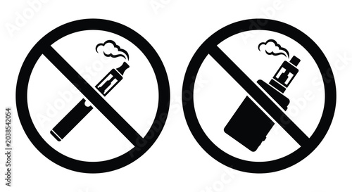 no smoking and vaping signs silhouette black white circle cigarette vape prohibition warning health safety public