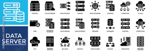 Tableau sur toile Data Server icon set collection