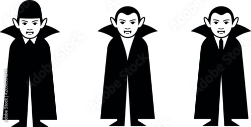 Fotografija Cute Halloween vampire vector characters set with spooky dracula silhouettes wea