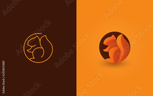 Tableau sur toile Squirrel Logo Variations Line Gradient