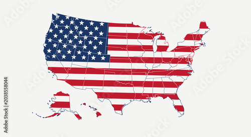 Fotografía United States Map with American Flag Pattern