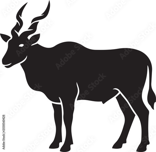 Bild auf Leinwand Silhouette of an eland antelope a majestic wild animal with large spiraling horn