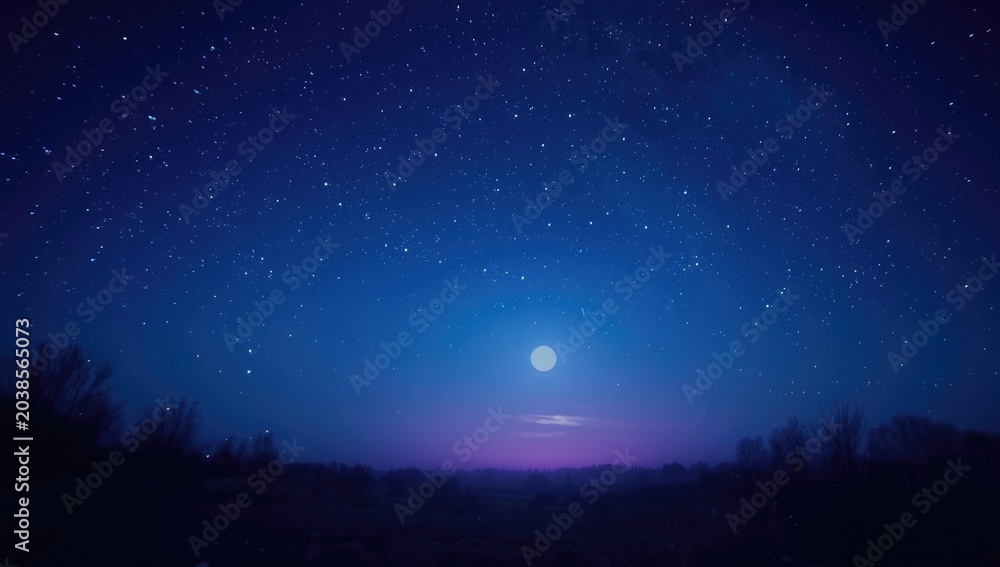 Fototapeta premium electronic art piece illustrating a tranquil night with moon and bright stars