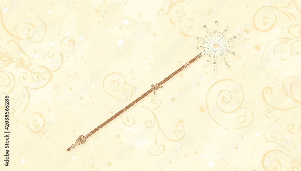 Obraz premium Enchanting magic wand drawing suited for greeting cards and fabric designs