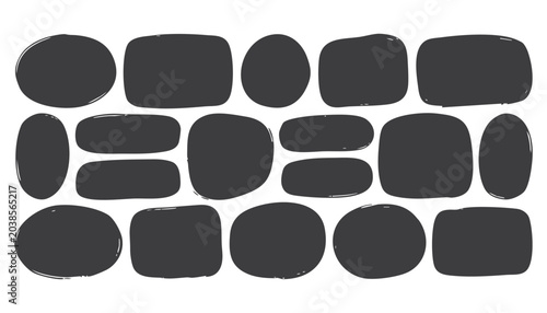 Set of hand drawn speech bubbles, thought clouds, and text boxes vector illustration of doodle style blank frames for messages, notes, and quotes