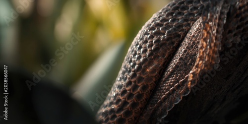 Focused macro shot of non-poisonous snake scales highlighting texture and skin shedding