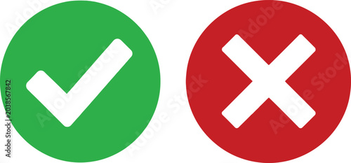 Checkmark and cross icon set in green and red circles