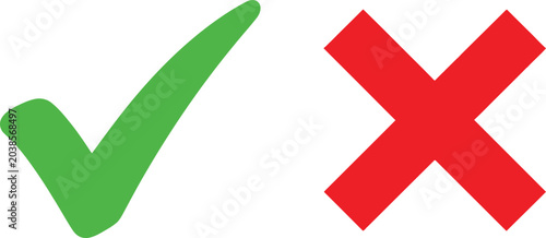 Photos Green check mark and red cross icon set