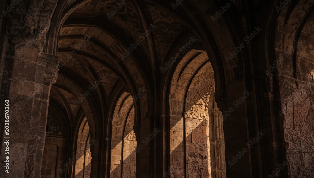 Obraz premium Fortress interior showcasing a series of grand archways