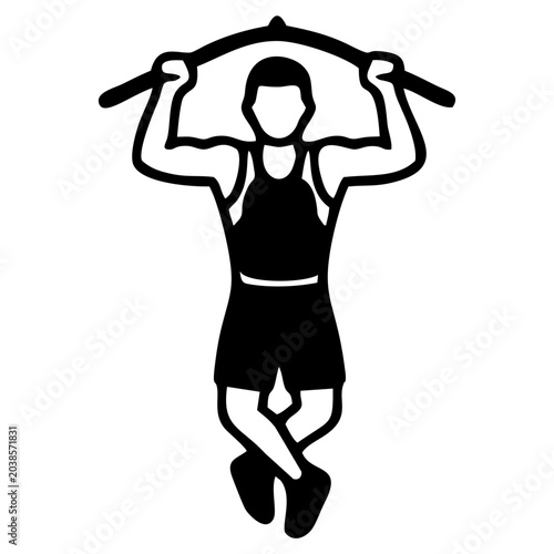 Tableau sur toile Man doing pull ups exercise.