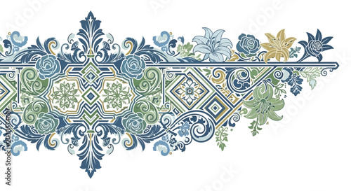 Ornate Decorative Floral Border Design Element.