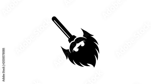 Stylized Black and White Vector Graphic of a Bearded Wizard.