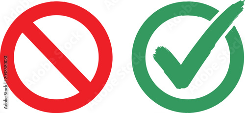 Photos Positive and negative circular icons with check and prohibition symbols