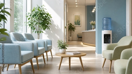 Quiet Modern Clinic Waiting Room with Calm Healthcare Interior Design