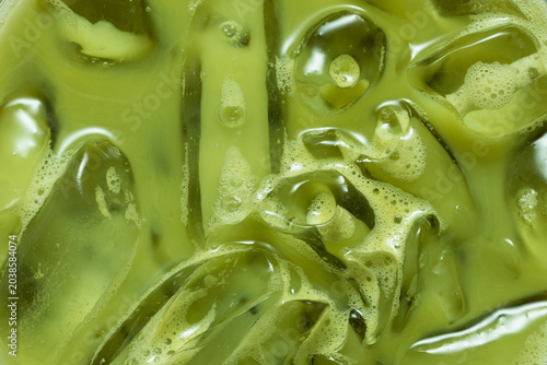 Macro Close-Up of Japanese Pure Matcha Drink
