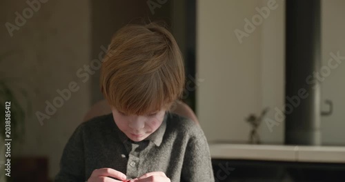 Kid Boy Eat Sweets. 4K 10-bit
