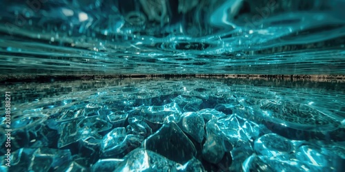 Crystal clear lake water with vivid reflectivity