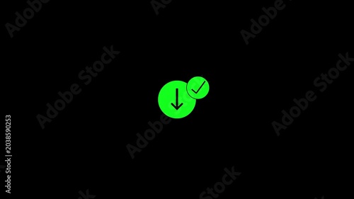 Download complete icon with check sign. Simple download icon animation.