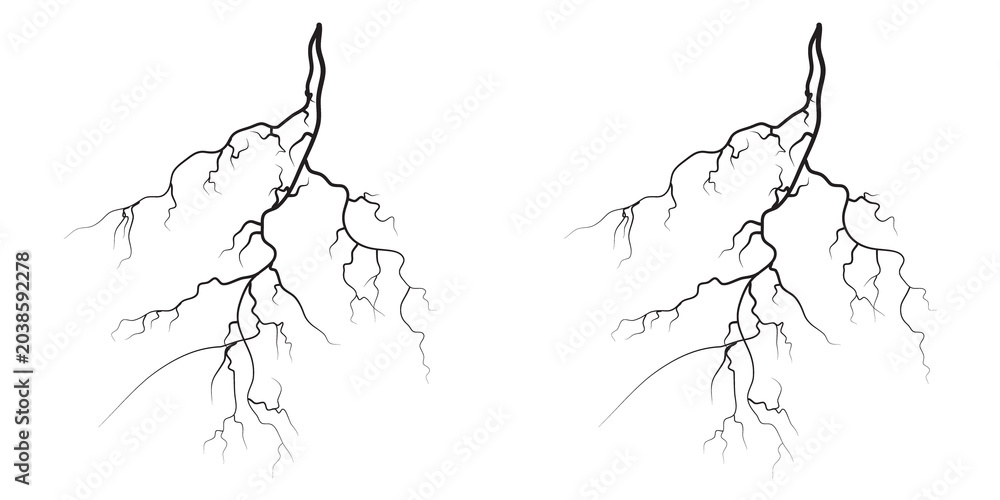 Fototapeta premium Overcast sky burst Sharp branched visual, in dark scene.