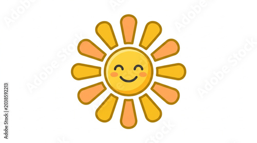 Tableau sur toile Cute cartoon sun with a happy smiling face.