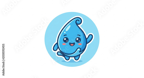 Bild auf Leinwand Cute cartoon water drop character waving hello.