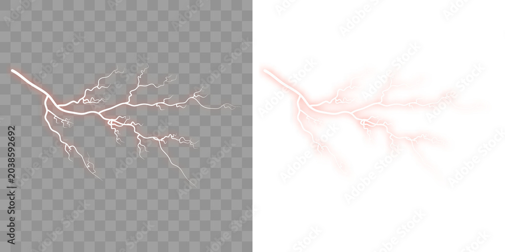Naklejka premium Lightning bolt shape Bright red luminous, with extreme power.