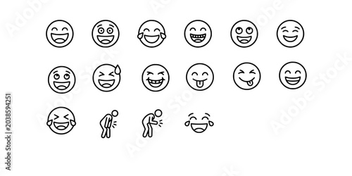 Bild auf Leinwand Icon set collection of laughing and happy emoji faces, expressing joy, humor, am