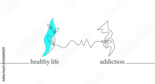 Foto Healthy Life vs Addiction: Abstract Line Art Concept of Choice and Struggle