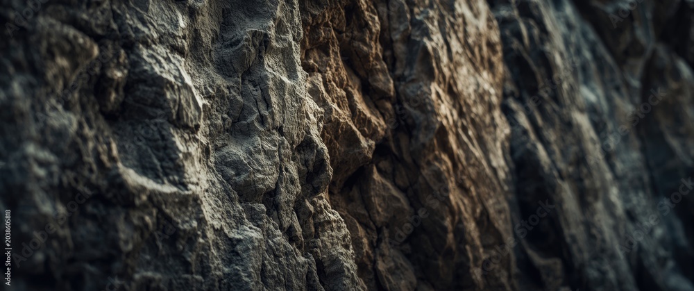 Fototapeta premium Detailed view of a textured rock wall highlighting strength and rough surface