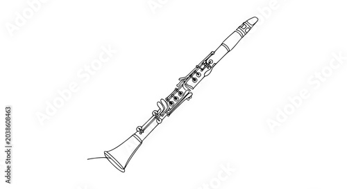 Quadro em tela Minimalist Clarinet Line Art Drawing - Single Line Music Instrument Illustration