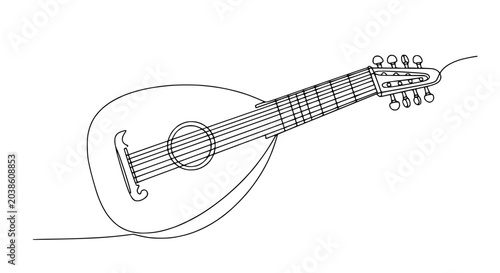 Canvastavla Minimalist continuous line drawing of a mandolin on white background