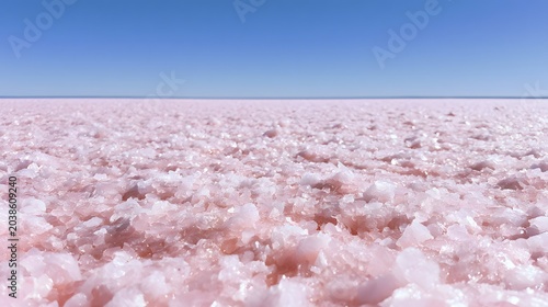 Serene pink salt flats shimmer under a vast blue sky tranquil nature photography