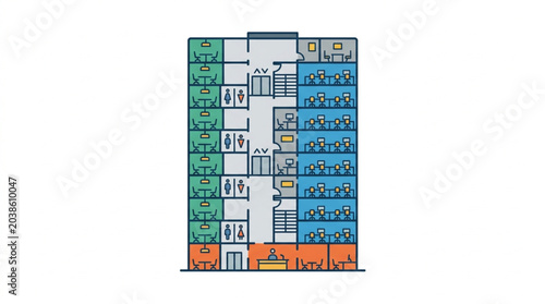 Bild auf Leinwand Detailed architectural floor plan of a multi story building.