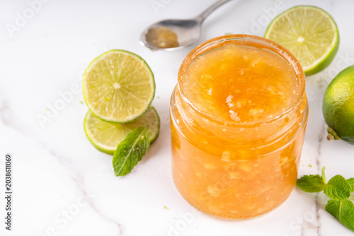 Bilde på lerret Homemade Sweet and Sour Lime Jam Marmalade, golden citrus marmalade preserves wi