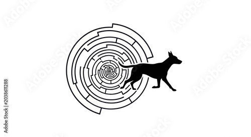 Quadro su tela Dog's Journey Through Circular Maze