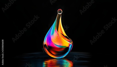 Bright colors, oil dropper in the air.