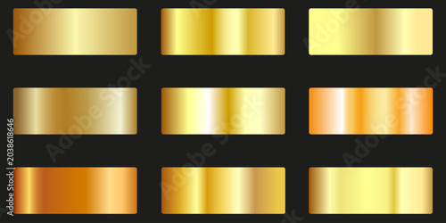 A large set of gold gradient swatches.A vector palette of gold gradients for background templates.
Royal gold gradients. Vector.