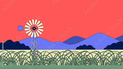 countryside-field-with-windmill-vector