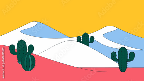 desert-dunes-with-cactus-vector-art