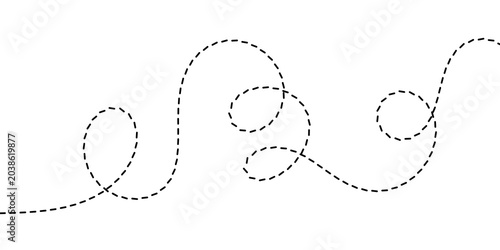 Fotografi Abstract Dotted Line Path with a Playful, Winding Design on a Clean White Backgr