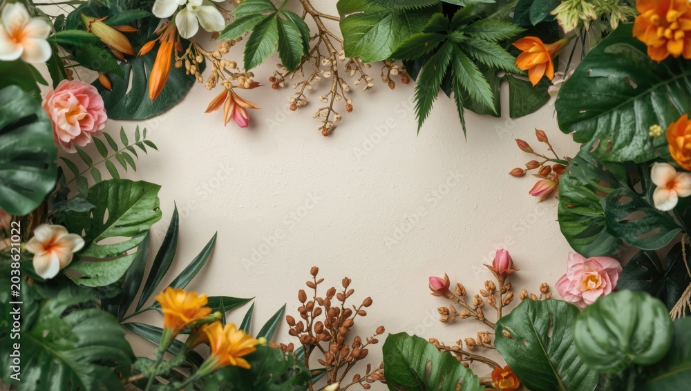 Fototapeta premium Exotic botanical elements collection designed for repeated texture backgrounds