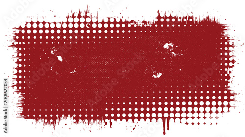 Fotografie Grunge red halftone background vector set with paint splatter texture and distre