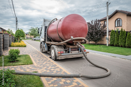 Sewage Tank truck. Sewer pumping machine. Septic truck